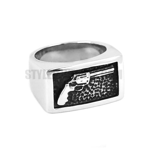 Stainless Steel Small Pistol Ring SWR0647 - Click Image to Close
